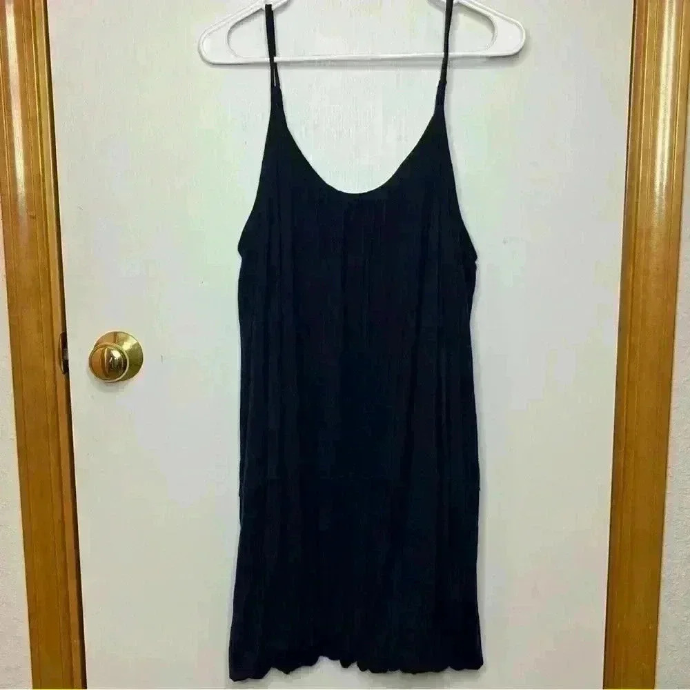 Anthropologie Maeve Bubble Dress Womens Medium Navy Blue Adjustable Straps Lined